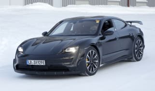 Porsche Taycan facelift winter testing - front angle